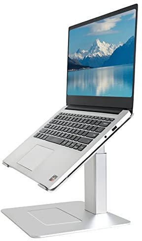 Adjustable Laptop Stand for Desk - Adjustable Height Adjustable Angle Laptop Riser Computer Stand for Desk - Aluminium Metal Laptop Holder Macbook stand - 11 inch to 17 inch (Silver)