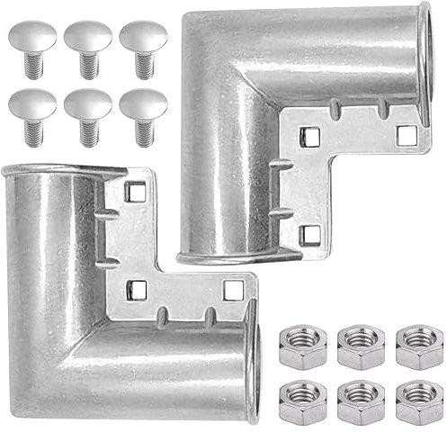 Aginkgo 2 Packs 1-3/8 x 1-3/8 Inch Chain Link Fence Gate Corners Aluminum Door Corner Hook for Flower Net Door Pillar Horizontal Bar Column Connection Chain Door Elbow Connector 90 Degree Angle Design