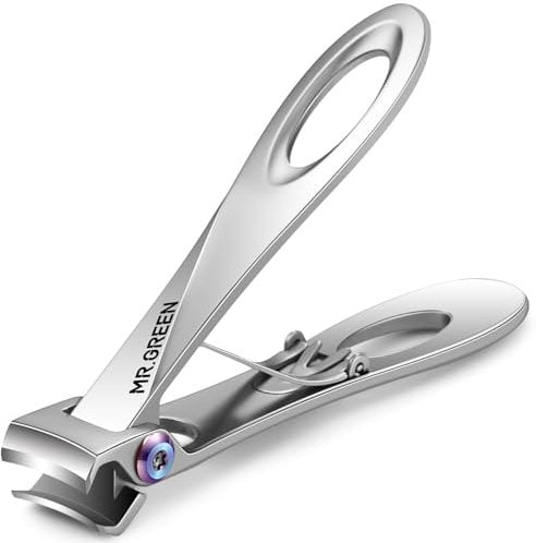 MR.GREEN Nail Clippers Wide Jaw Opening Stainless Steel Fingernail Clipper Thick Hard Toenail Cutter Manicure Scissors Tools (Nail Clipper (Large))