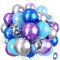 Snowflake Balloons, Pastel Blue Metallic Purple Silver Balloon with Snowflake Latex Balloons Birthday Party Decorations for Girls Birthday Baby Shower Winter Wonderland Christmas Party Supplies
