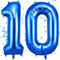 OFFCUP Zahlen Luftballon Blau, Folienballon Zahl 10, 40 Zoll Helium Ballons Geburtstagsdeko Mädchen Junge Kindergeburtstag Party Deko Ballon Zahl Deko zum Geburtstag Silvester Deko Neujahr Deko