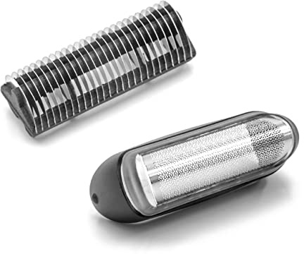 vhbw Kombi-Pack Scherteil kompatibel mit Braun Z20, Z30, Z40, Z2000, Z70, Z5, Z4 Elektrorasierer, Folie + Messerblock, schwarz/silber