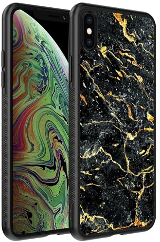 Hülle Kompatibel mit Smartphonica Handyhülle für iPhone X/Xs mit Marmor Druck - TPU Back Cover Case Marble Design - Gold Schwarz