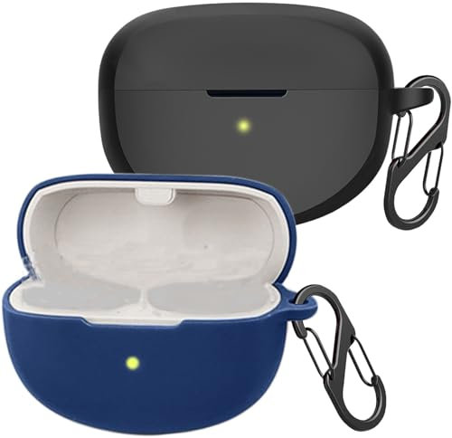 [2-Pack] easyBee Hülle Kompatibel mit Bose Ultra Open Earbuds [mit 2 Karabiner], Flüssiges Silikon Case Ultradünn Stoßfest Schutzhülle Bluetooth Kopfhörer Tasche - Schwarz und Blau