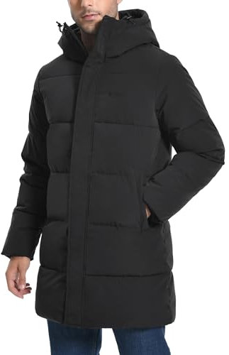 Pioneer Camp Manteau Homme Hiver Chaud Doudoune Longue ImperméAble Parka pour Hommes Chaud Épais Veste Matelassée avec Capuche et Poche pour L'Automne/Hiver（Noir;M