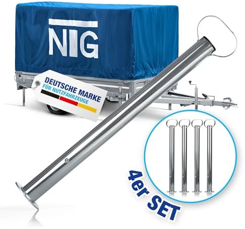NTG Anhängerstützen mit Klemmhalter 600 mm 4 Stück - 300 kg Traglast Ø48mm | Anhänger Stütze höhenverstellbar mit Griff aus verzinktem Stahl - für PKW Anhänger Wohnwagen witterungsbeständig