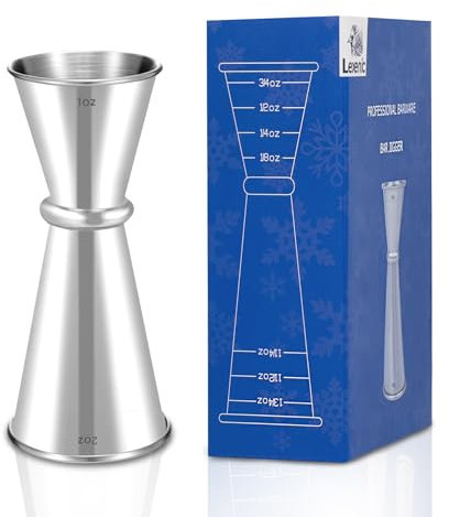 Lexenic Doseur japonais de 56,7 g, 28,3 g avec 8 mesures à l'intérieur pour barman, doseur robuste en acier inoxydable 304 de qualité supérieure, accessoires de bar pour le bar à domicile (lot de 1)