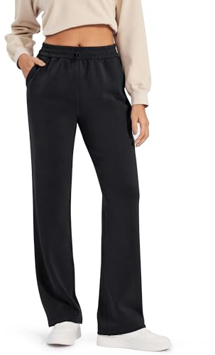 G4Free Jogginghose Damen Yogahose Sporthose Lang Weitem Bein Kordelzug Trainingshose Lose Lounge bequem Freizeithose mit Taschen(Schwarz,M,31)