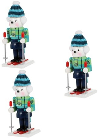 Cabilock 3 Pièces Casse-Noisette Animaux Marionnette Casse-Noisette Animal Casse-Noix Uniques De Noix Ornement Animal De Dessin Animé Jouets De Noisette Modèle De Statue d'ours Bois