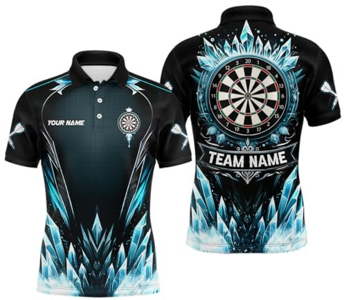 Blaues Ice Dartboard Personalisiertes Darts Polo & Quarter-Zip Shirt – Cooles Darts Shirt für Herren & Damen – Dart Trikots L1241