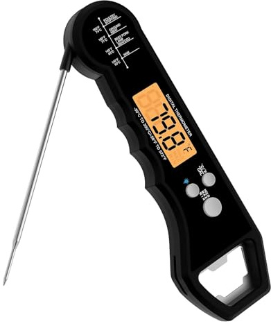 Fleischthermometer Digital für das Kochen Wasserdichtes Lebensmittel-Thermometer mit Hintergrundbeleuchtung Kalibrierung Digitale Sonde für Küche Outdoor-Grillen und BBQ