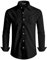 APTRO Men's Shirts Long Sleeve Dress Shirts Casual Floral Shirt Wrinkle-Free Formal Regular Fit Shirts Black L