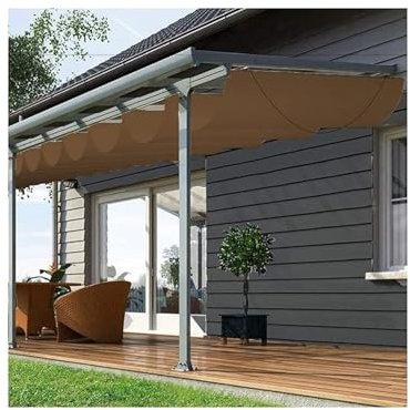 Tenda parasole retrattile per pergolato da giardino e esterno, personalizzabile, con kit di montaggio, 0,9 x 5 m, decorazione per tenda da tetto a onde
