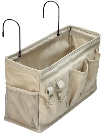 Amazon Basics Portaoggetti da appendere al comodino, 12 x 37 x 20 cm, M, colore: lino grezzo
