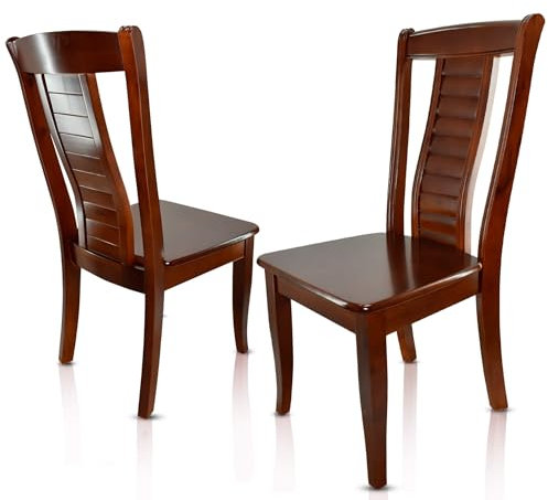 VAKON SALON - Esszimmerstühle 6er Set aus Kirschbaumholz, Holzstuhl, Küchenstuhl aus Massivholz bis 150 kg - Design 807 - Walnussbraun