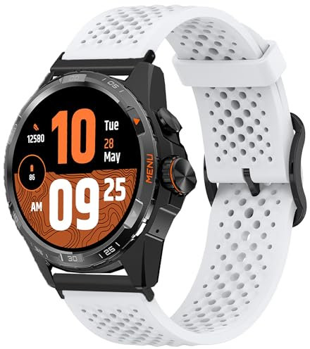 Blueshaweu 20mm 22mm 24mm Armband Kompatibel mit Ticwatch Smartwatch, Weiches Silikon Ganz Magnetisch Einstellbar Uhrarmband Kompatibel für Ticwatch Atlas, Pro 5 Enduro,pro 3,E3, GTH (weiß, 24mm)