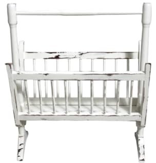 alter Holz Zeitungsständer creme weiß 60er Jahre Vintage Shabby CHic Möbel