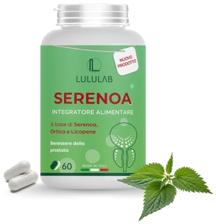 Lulalab Serenoa Repens Prostata Integratore con Serenoa Ortica Licopene Potente Efficace, Saw palmetto ad Alta Concentrazione 60 Capsule Made in Italy
