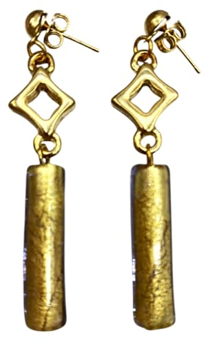 Ohrring aus antikem Glas Murrina Venedig Gold VR090, L, Edelstahl, Glas