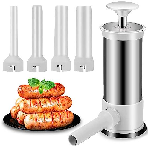 Sausage Stuffer with 4 Different Sizes Stuffing Tubes, Fast Sausage Filling,Homemade Sausage Maker, for Home Camping (2.2LB)