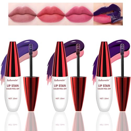 3 Stück Peel Off Lip Liner Stain, 3 Farben Matte Peel Off Lip Liner Wasserdicht Lip Stain Peel Off, Langanhaltender Lipliner Tattoo Peel Off, Lip Tint Peel Off für Den Einsatz Bei Frauen