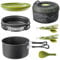 Trail Camping Cookware Set 11pc, 2 Person Outdoor Camp Cooking Kit, Non Stick Hard Anodised Aluminium, 1L Cook Pot, Frying Pan, Spatula, Plates, Cutlery Sets, Lightweight Portable Stackable with Bag