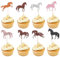 24 Stück Pferde Geburtstagsdeko Cake Toppers Kuchendeckel Kuchen Muffin Deko Tortenaufleger für Pferd Thema Party Deko Geburtstagsfeiern zum Thema Pferderennen