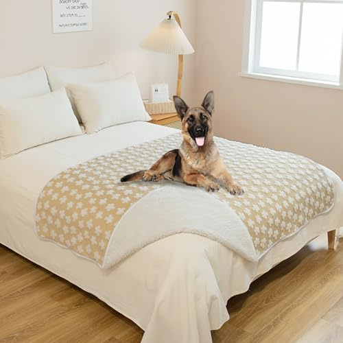 Amarrirose wasserdichte Hundedecke - 80x100cm Maschinenwaschbar, Kuschelig weiche Sofadecke mit kuscheliger Polsterung, 3D strukturierte Wolken, Warme weiche Katzendecke, Khaki