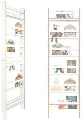 MAMOI® Estantería infantil de tablero a base de madera – caja para libros, estantería para niños, estantería para habitación infantil, banco para libros, estante de pared