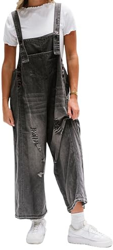 YILEEGOO Denim Jumpsuits for Women Straight Leg Stretch Jeans Dungarees Bib Overalls Regular Fit with Adjustable Straps (Z13487-Black, S)