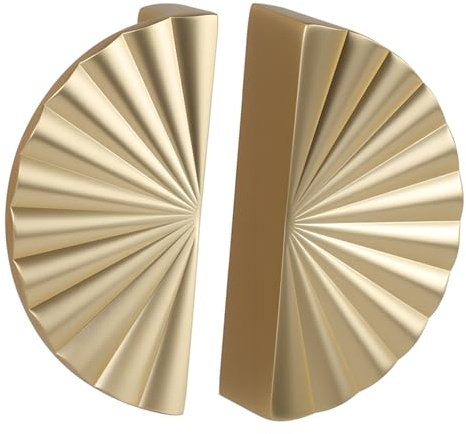 Vasphire 6 Stück Möbelknöpfe Schrankknöpfe Vintage, Klassisch Doppelloch Möbelknopf mit Montageschrauben, Halbkreis Schubladengriffe Knöpfe für Kommode Kleiderschrank Schrank - Gebürstetes Gold