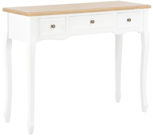 Zeehear Coiffeuse console avec 3 tiroirs, MDF laqué blanc et bois de pin, 100 x 35 x 78 cm, table d'appoint polyvalente pour salon, couloir