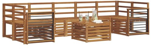 vidaXL Sofagarnituren 8 pcs Natur Massivholz Akazie, Elegantes Garten-Sofa, modernes Lounge-Set für draußen, langlebige Terrasse, gemütliche Sitzmöbel