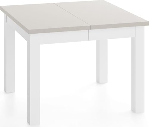 WFL GROUP Quadratischer Esstisch Ausziehbar 80 bis 280 cm – Verlängerbar, für 4-14 Personen mit Weißen Holzbeinen – Tisch für Wohnzimmer & Esszimmer in Kaschmir