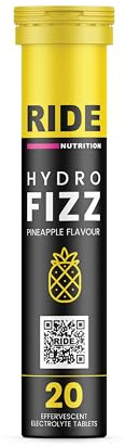 RIDE Nutrition Hydro Fizz Electrolyte Tablets | 500mg Sodium | High Strength Quad Blend | Hydration 20 Servings | Cycling & Endurance Sports | Gluten Free & Vegan Friendly | Pineapple