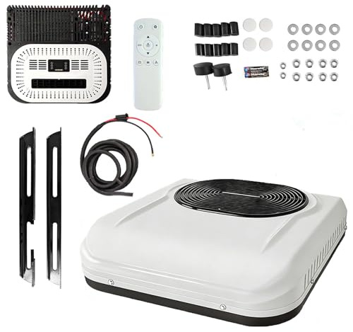 Climatizzatore da Tetto Camper 12V 24V 2000W Raffreddamento Alimentato a Batteria DC Inverter per Cabina Camion Caravan Barca Macchine Movimento Terra(Scroll Type,12V)