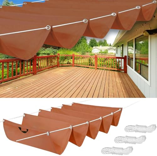 Tenda a Vela Parasole 4 x 5 m Resistente Agli Strappi, Impermeabile, Protezione Solare, Anti-Uv 98%, Tenda a Vela Rettangolare per Pergola Gazebo con Occhielli, Rosso Ruggine
