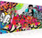 Runa Art Wandbild Graffiti 1 Teilig 100 x 40 cm Modern Bild auf Vlies Leinwand Street Art Loft Wohnzimmer Bunt 401712a
