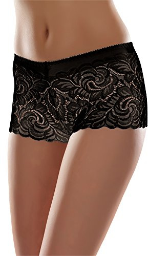 Merry Style Damen Panty aus Spitze Mit Muster Blumen Unterhosen MSGAB52 (Schwarz, 38 (Herstellergröße: M))