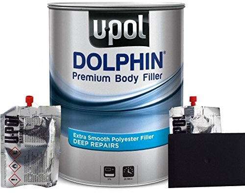 Dolphin UPol Premium Body Filler For Deep Repairs 3 Litre Ultra Fine Finish Filling Properties Easy To Sand & Shape/Non Sagging/Excellent Adhesion