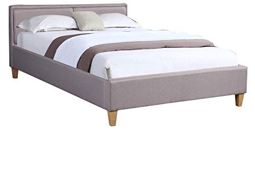 CARO-Möbel Polsterbett Anais Doppelbett 140x200 cm Designbett Bettgestell inklusive Lattenrost, Stoffbezug in grau