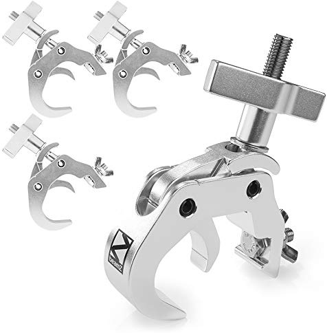 BeamZ BC50-250T Quick Clamp 4-Pack, Slimline Truss Lighting Clamps for Stage, Theatrical, and Lighting Truss Systems, 250kg Capacity, Aluminium, Fits 40-63mm Tubes