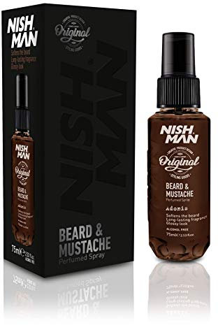 NISHMAN Bart- und Schnurrbartparfum - Adonis 75ml - Erfrischender, Langanhaltender Duft für die Bartpflege - Ideales Bartparfum für die Tägliche Bart- und Schnurrbartpflege