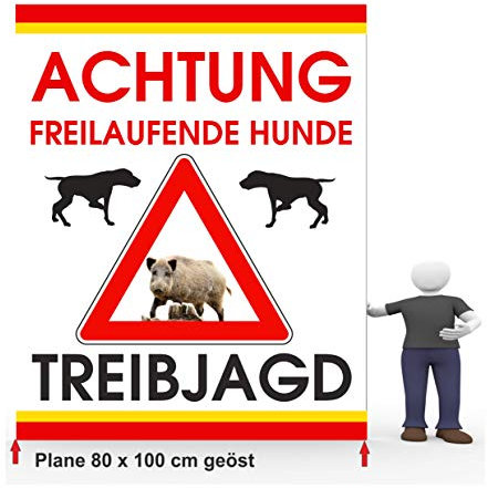 Werbebanner 80 x 100 cm Dreieck Treibjagd Sau Bild