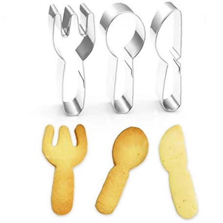 3 Stück Edelstahl Ausstechformen-löffel-Gabel-Messer-Form-Fondant-Moulds Biscuit Formen Backwerkzeuge Für Heim Kuchen-schokoladen-Dessert