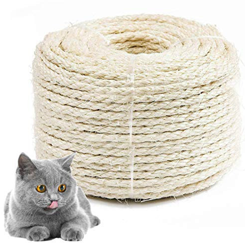 Bluelves Sisalseil für kratzbaum, Natur Sisal Seil, Mehrzweckseil Seil Sisal für Katzen kratzbaum, Katzenbaum Sisal-Seil (6mm, 20m)