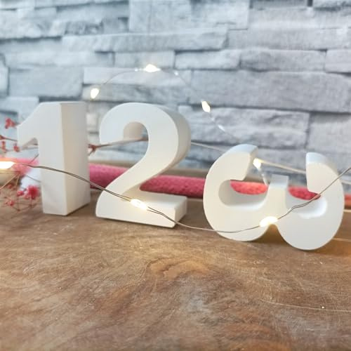 Zahlen - Geburtstagszahlen - Tischdeko Geburtstag - Jubiläum - weiß - aus Raysin - Zahlen von 0-9