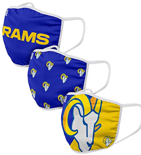 FOCO Los Angeles Rams NFL Face Covering 3Pack Face Mask Forever Collectibles - One-Size