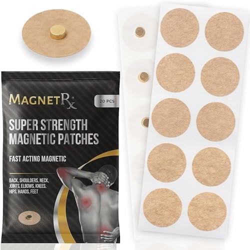 MagnetRX® Cerotti Magnetici per Magneto Terapia 3500 Gauss – Cerotti per Agopressione e Digitopressione Riutilizzabili, Antidolorifici per Ginocchio e Corpo (20 Pezzi)