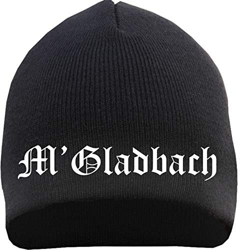 sostex M.Gladbach Beanie Mütze - Altdeutsch - Bestickt - Strickmütze Wintermütze - Gladbach Mönchengladbach Einheitsgröße Schwarz